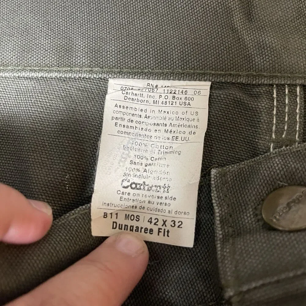 Carhartt B11 MOS Green Carpenter Men's Pants Dungaree Fit Size 39x32*‎
